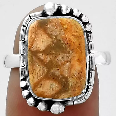 Natural Coral Jasper 925 Sterling Silver Ring S.8 Jewelry R-1078 • $10.99