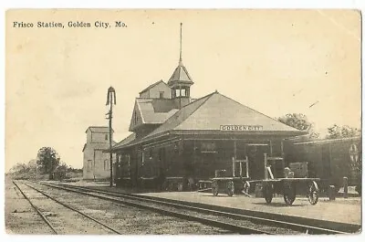 Golden City MO Missouri 1915 Postcard Frisco Railroad Station Depot • $9.99