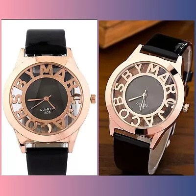 Fashion Marc Jacobs Rivera Watch Women Black Strap  GoldTone Stainless Steel • $35