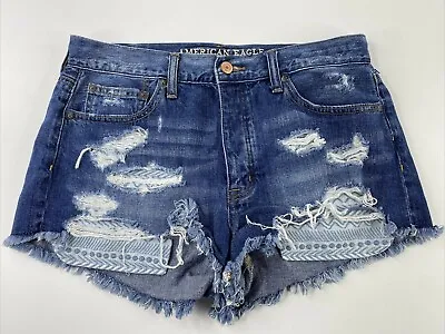 American Eagle Womens 8 Shorts Vintage Hi-Rise Festival Cutoffs Destroyed • $9.75