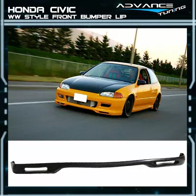 Fits 92-95 Honda Civic Coupe Hatchback WW Style Front Bumper Lip Spoiler PU • $62.98