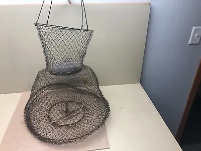 Vintage Wire Mesh Fish Fishing Collapsible Basket #2 • $7.61