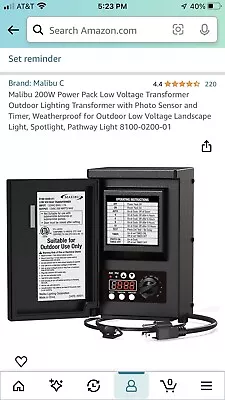 Malibu Power Pack 200watt Low-Voltage Weatherproof Transformer With Photo Sen... • $89.95