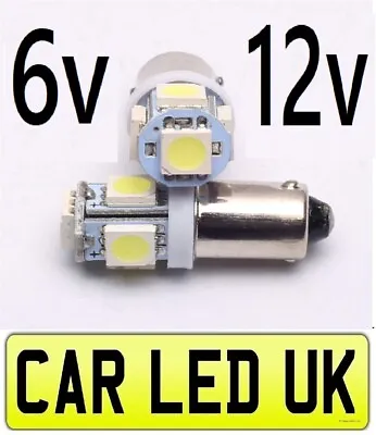 6v 12v ✅ 233 989 T4W BA9S H6W LED BULBS ✅ Direct Swap 5050 5 SMD 6000k White LED • £3.99