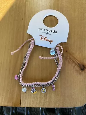 Pura Vida DISNEY Daisy Duck Bow Heart Flower Pearl Multi Charm Silver Bracelet • $14.99