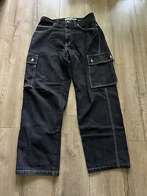 Vintage Anchor Blue Y2K Mens Size 34 X 34 Black Denim Cargo Baggy Pants • $80