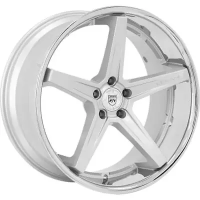 4ea 22  Staggered Lexani Wheels Savage Silver W Chrome Lip Rims (S44) • $2599