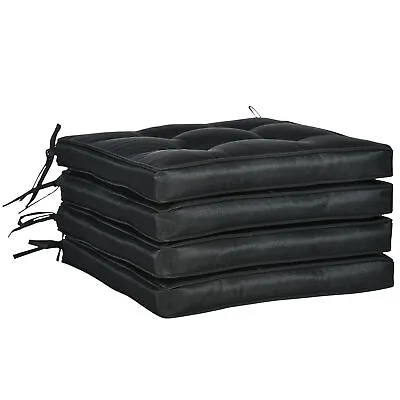 Outsunny 42 X 42cm Replacement Garden Seat Cushion Pad With Ties Black • £35.99