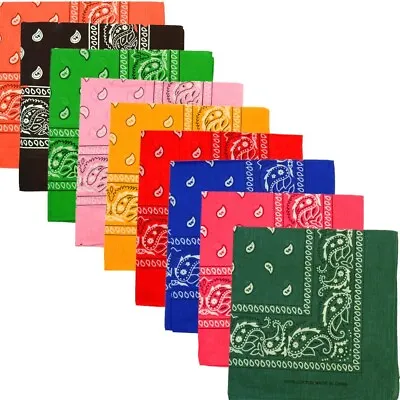 Lot Of 1 Dozen Paisley Print Scarf Bandana 100% Cotton Multi Colors 22 X 22 • $13.79