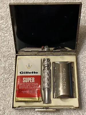 Vintage Gillette Travel Razor Mirror Case New Orleans Mens Grooming Travel. • $19.99