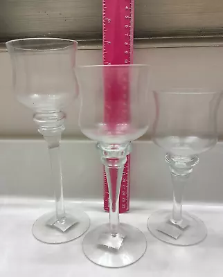 3 Yankee Candle~Stem Goblet Glass Votive/Tea Light Candle Holder NIB • $31.99