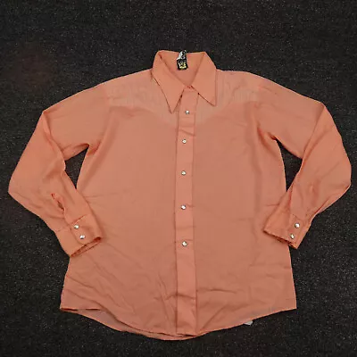 Vintage Andy Warhol Shirt Adult Large Salmon Pink Snap Button Up Long Sleeve Men • $26.39