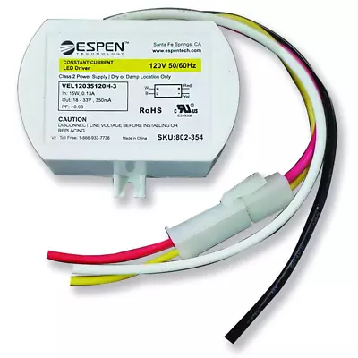 LED Driver VEL12035120H-3-CA Constant Current 350Ma Max. 12W 120V Input Hig • $21.48