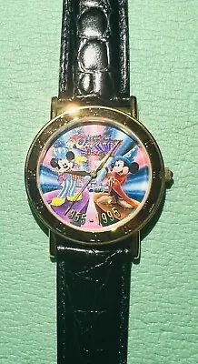 Vtg Disneyland 40th Anniversary CONDUCTOR & SORCERER MICKEY Artist Wrist Watch • $49.99