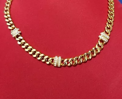 Swarovski Crystal Goldtone Necklace Vintage Heavy 18 Inches S.A.L Cuban • $55.99