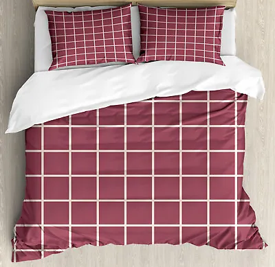 Grid Duvet Cover Set Simplistic Mesh Graphic Art • £41.99