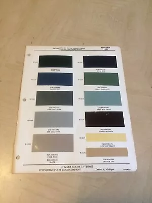 Ditzler Paint Color Chart 1947 Lincoln Automobiles Cars Vehicle Vintage • $16.99