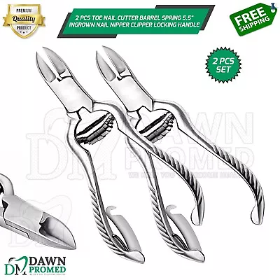 2 Pcs Toe Nail Cutter Barrel Spring 5.5  Ingrown Nail Nipper Clipper German Gr • $10.90