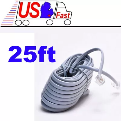 25feet/foot/ft Telephone Phone Extension Cord Cable Line Wire DSL/Landline{GREY • $6.99