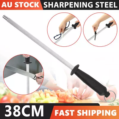38CM Sharpening Steel Stone System Knife Sharpener Rod Stainless Sharp Stick Set • $12.95