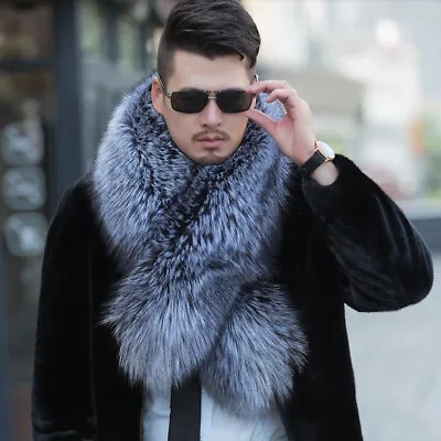 100%Real Silver Fox Fur Collar Fur Scarf  Men's Fur Bib Fur Scarves -Unisex • $110