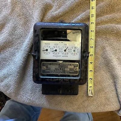 Vintage Electric DC Watt Hour Meter Sangamo 110 VDC Type D-5 2 Wire Cast Iron • $100