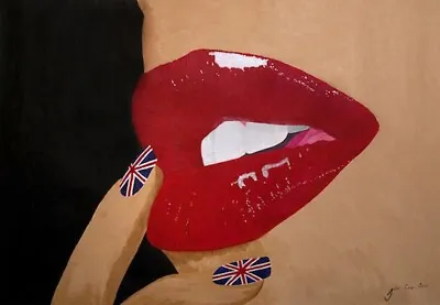 HUSH BRITAIN SEXY RED LIPS UNION JACK NAILS Art Print - Poster Wall Art Print • £11.98