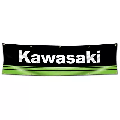 Kawasaki Motorcycle 2x8 FT Flag Banner Racing Garage Wall Decor Workshop NEW US • $14.97