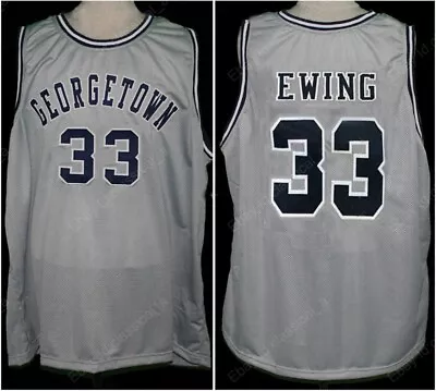 Throwback Ewing #33 Basketball Jersey Gray Stitched Georgetown Custom Name S-4XL • $25.99