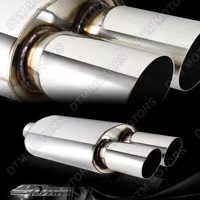 3  Dual Slant Tip T-304 Stainless Steel 2.5  Inlet Weld-on Exhaust Muffler • $48.99