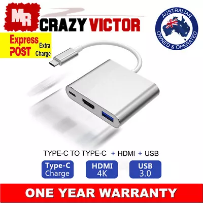$10.95 • Buy 3IN1 USB 3.1 Type-C USB-C To Female HUB 4K HD HDMI Data Charging Adapter Cable