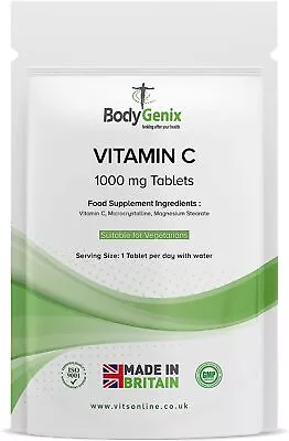 Vitamin C 1000mg Tablet Overall Health Immune Support Natural Food Supplement • £3.99