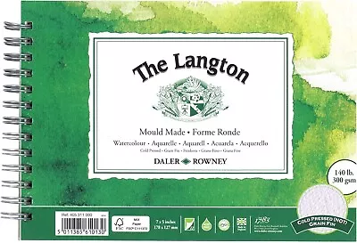 Daler Rowney Langton Spiral Watercolour Pad NOT Surface 140lb 300gsm 7'' X 5'' • £7.60