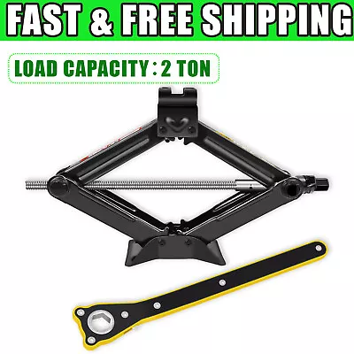 2 Ton Portable Scissor Jack Car Van Vehicles Stand Tire Wheel Lug Wrench Tool • $26.37