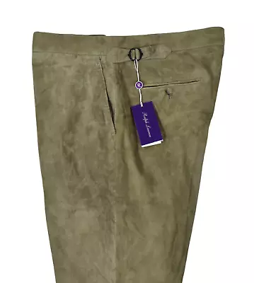 Men's Ralph Lauren Purple Label Green Suede Dress Pants Trousers 36 New $2495 • $649