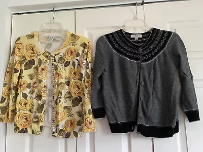 Lot Of 2  Cabi &Merona  Women's Cardigan Long Sleeve XS Gray Black Floral Yellow • $11