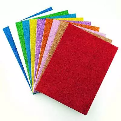 10 Pack A5 Glitter Foam Sheets Kids Art Craft Assorted Colours Self Adhesive • £5.90