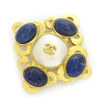 $960.99 • Buy CHANEL Brooch AUTH Logo Rare Vintage Pin Fake Pearl Colored Stone Cocomark GP