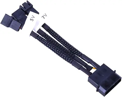 Adaptor Cable 4-Pin Molex To 3-Pin 5V/7V/12V (3X Sockets) 10Cm Sleeved Black • $20.91