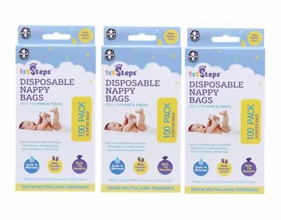 300 Pcs Disposable Travel Nappy Bags Scented Diaper Change Baby Powder • $12.55