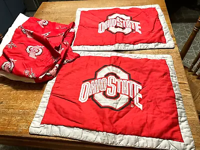 Ohio State 2 Pillow Shams And Dust Ruffle Bedskirt For Double 14 1/2  Drop • $27.99