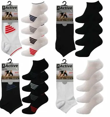 £3.99 • Buy 3 6 Or 12 Pairs Of Mens Big Foot Trainer Socks Black White Size 11-14 Sport Feet