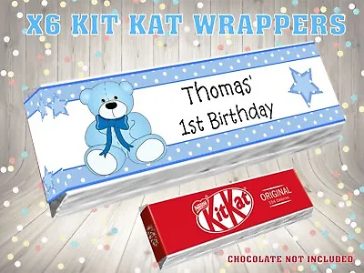 £1.20 • Buy PERSONALISED BLUE TEDDY 1ST BIRTHDAY Kit Kat Label / Wrappers Ideal Party Bag 