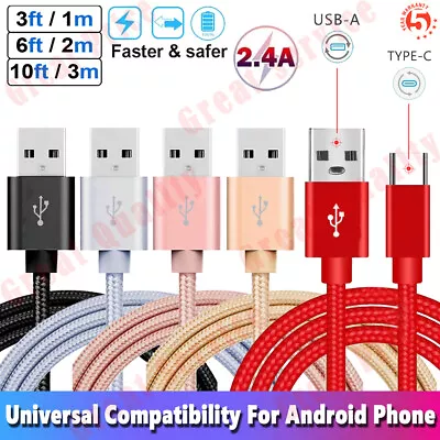 1M 2M 3M Braided USB Type C Data Charger Cable For Samsung Xiaomi Huawei Oppo LG • $4.76