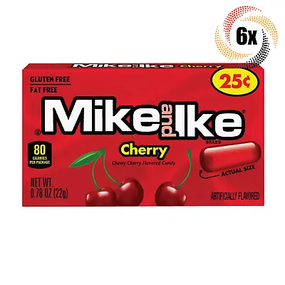 6x Packs Mike & Ike Cherry Flavored Chewy Candy | .78oz | Fat & Gluten Free • $10.64