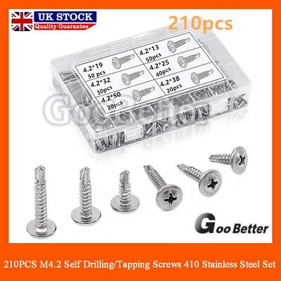 210Pcs Self Drilling/Tapping Screws Wafer Head Upvc Bay Window Fixing Screws Tek • £10.86