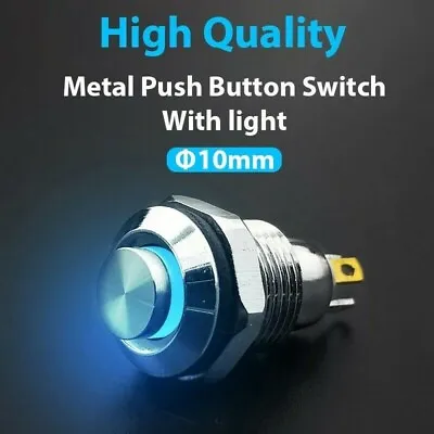 10MM Metal Push Button Switch LED Waterproof Momentary Latching Self-Reset 4Pins • $8.99