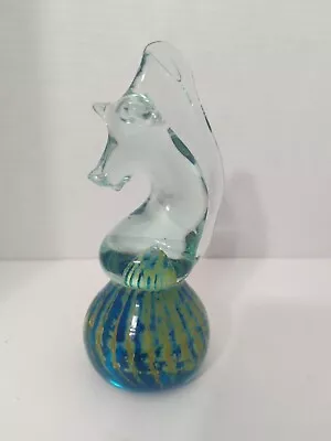 Vintage Signed Mdina Art Glass Seahorse Paperweight • $40