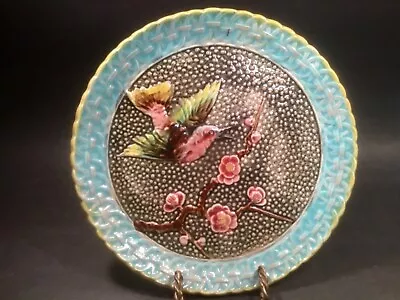 Antique Majolica Colorful Bird And Prunis Flower Branch C.1800's • $292.50