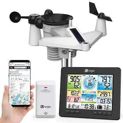 Logia 7-in-1 Wi-fi Weather Station Weather Monitoring W/ Solar Panel & Sensors • $81.53
